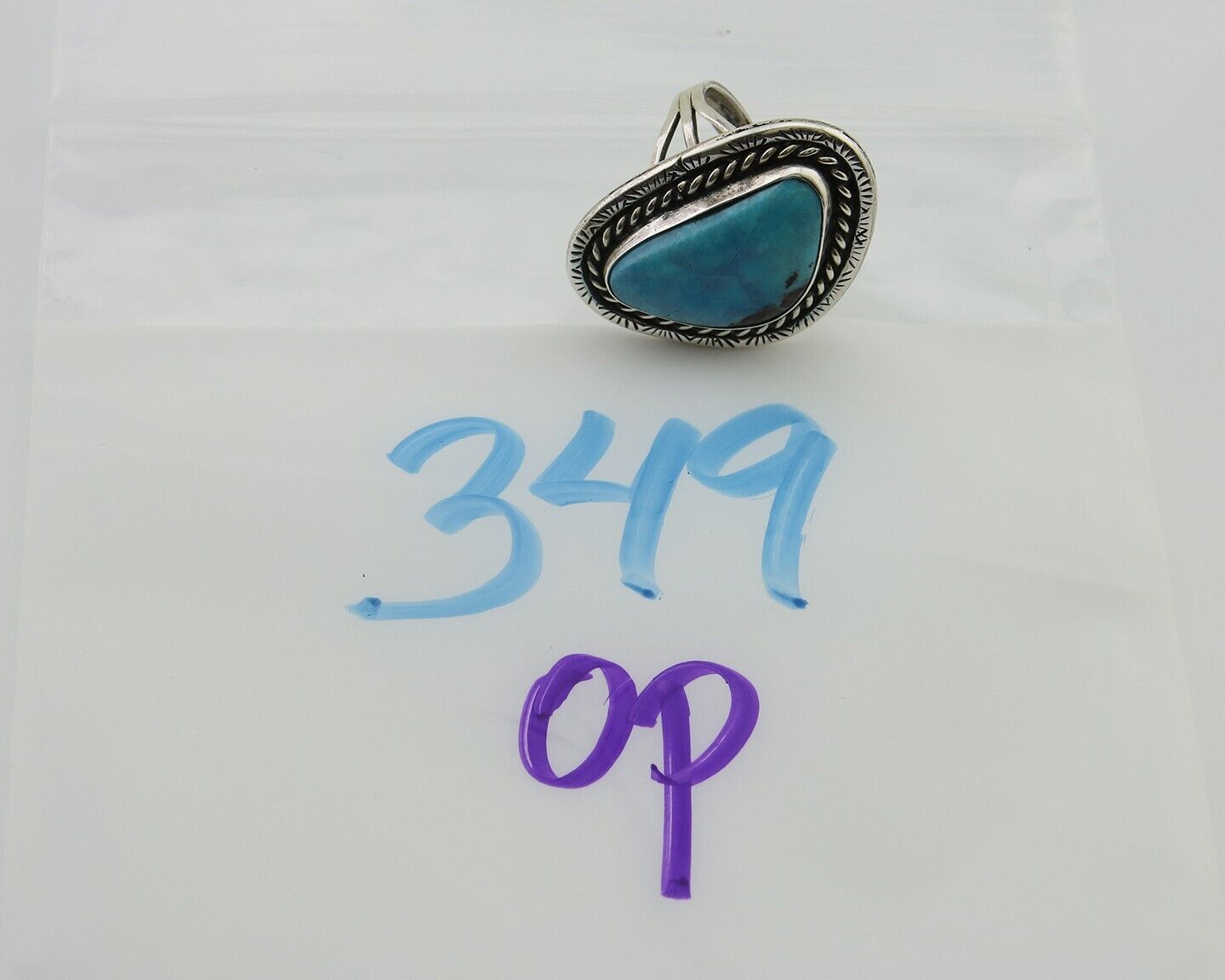 Navajo Ring 925 Silver Turquoise Native American Artist C.80's