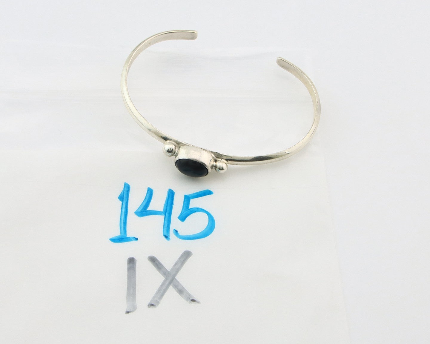 Navajo Cuff Bracelet Sterling Silver Natural Mined Black Onyx Native Artist