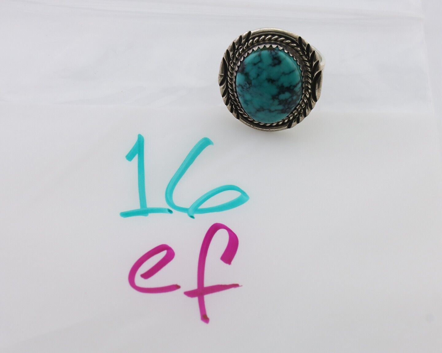 Navajo Ring 925 Silver Turquoise Signed William Denetdale Artist Sz 7.25 C.80's