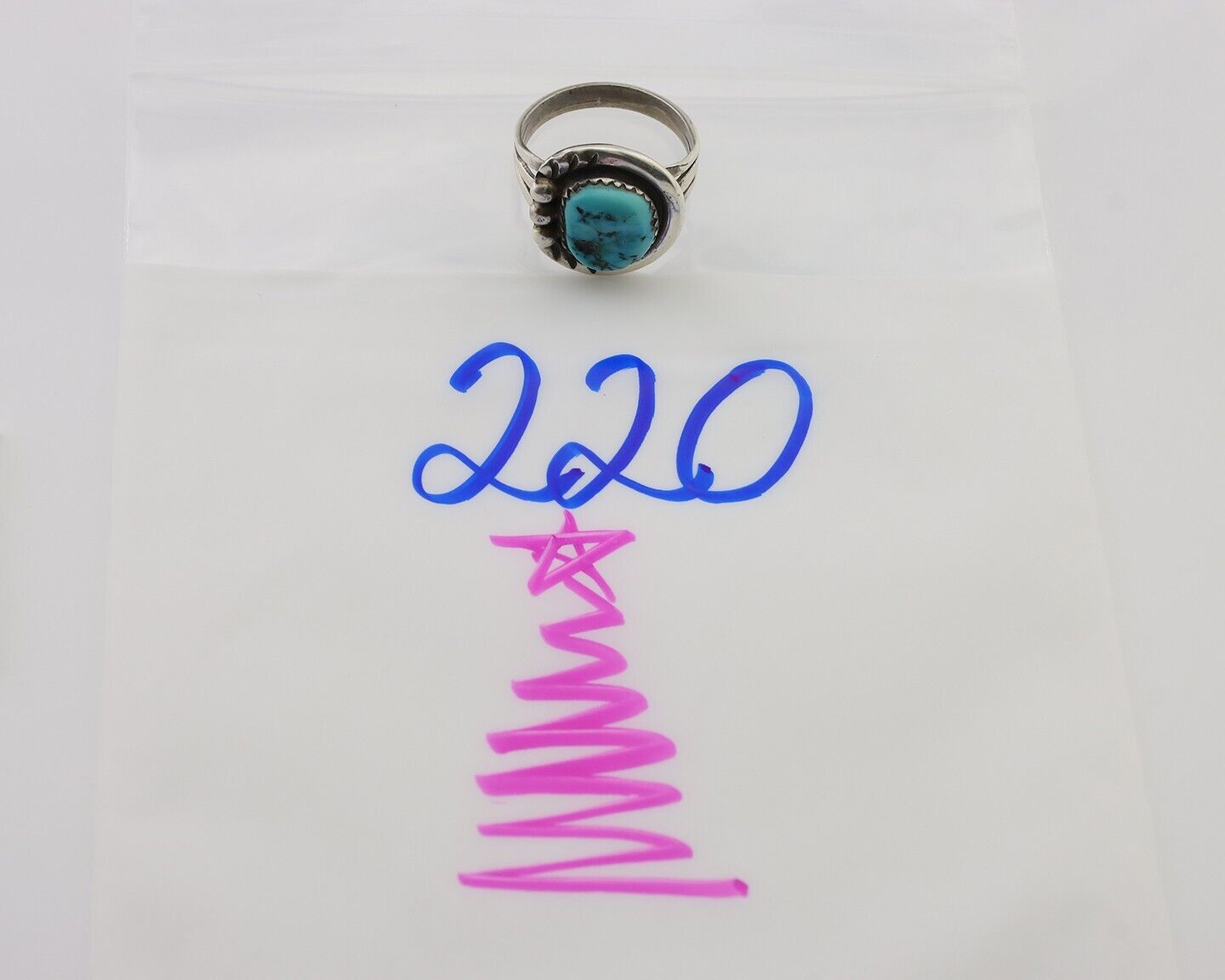 Navajo Ring 925 Silver Sleeping Beauty Turquoise Signed IROYBAI C.80's