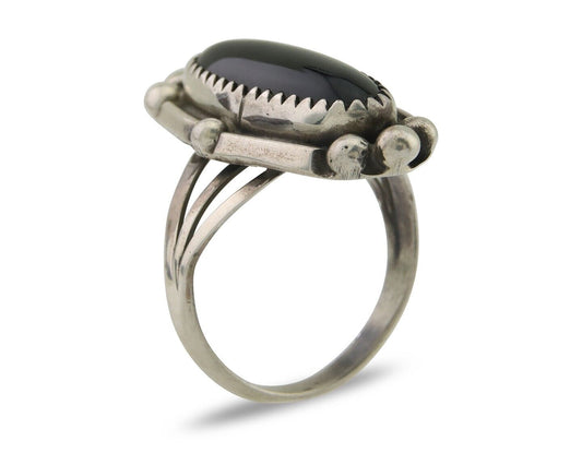 Navajo Handmade Ring 925 Silver Black Onyx Artist Signed SC C.80's