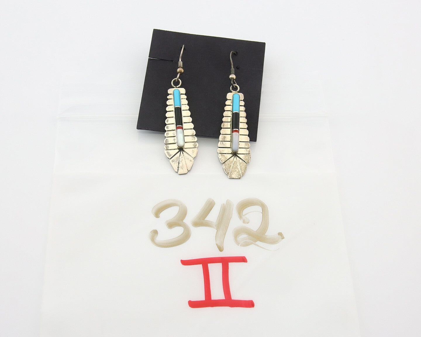 Navajo Earrings 925 Silver Natural Gemstone Artist Signed YY C.80's