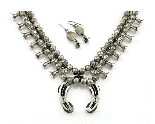 Navajo Necklace Set 925 Sterling Sterling Silver Natural Coral Vintage Signed LG