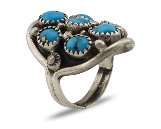 Navajo Ring 925 Silver Natural Blue Turquoise Signed Phillip Zachary Artist C80s