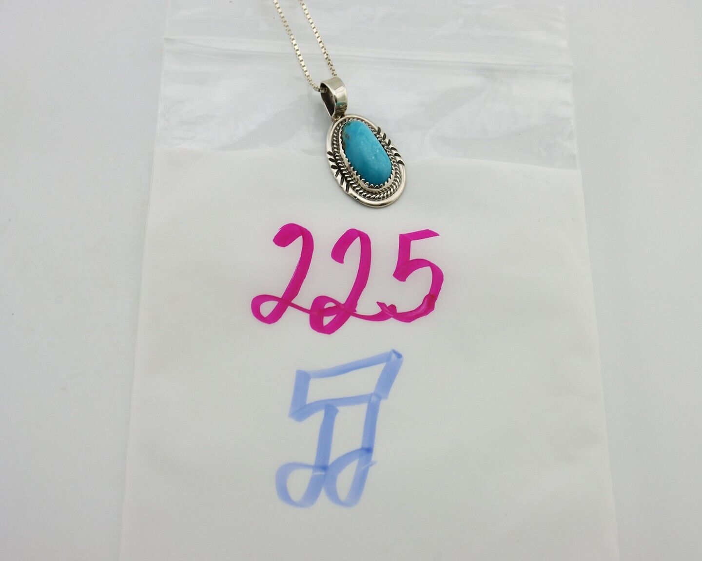 Navajo Necklace 925 Silver Kingman Turquoise Signed Anna Begay C.80's