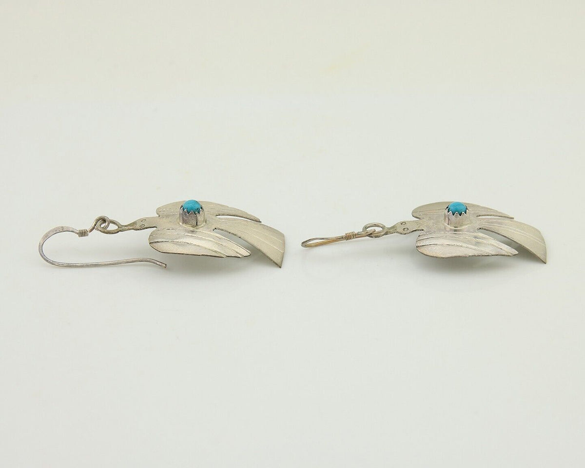 Navajo Thunderbird Earrings 925 Silver Natural Turquoise Native Artist C.80's