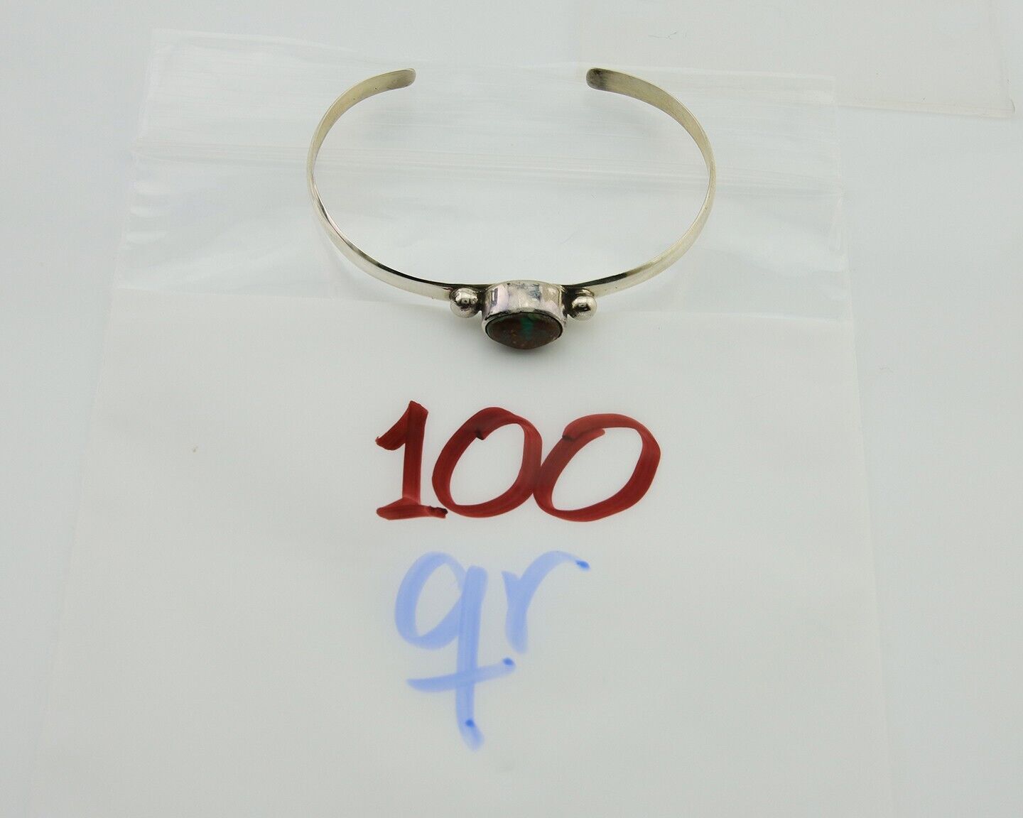 Navajo Cuff Bracelet Blue Turquoise 925 Silver Native American Artist C.80's