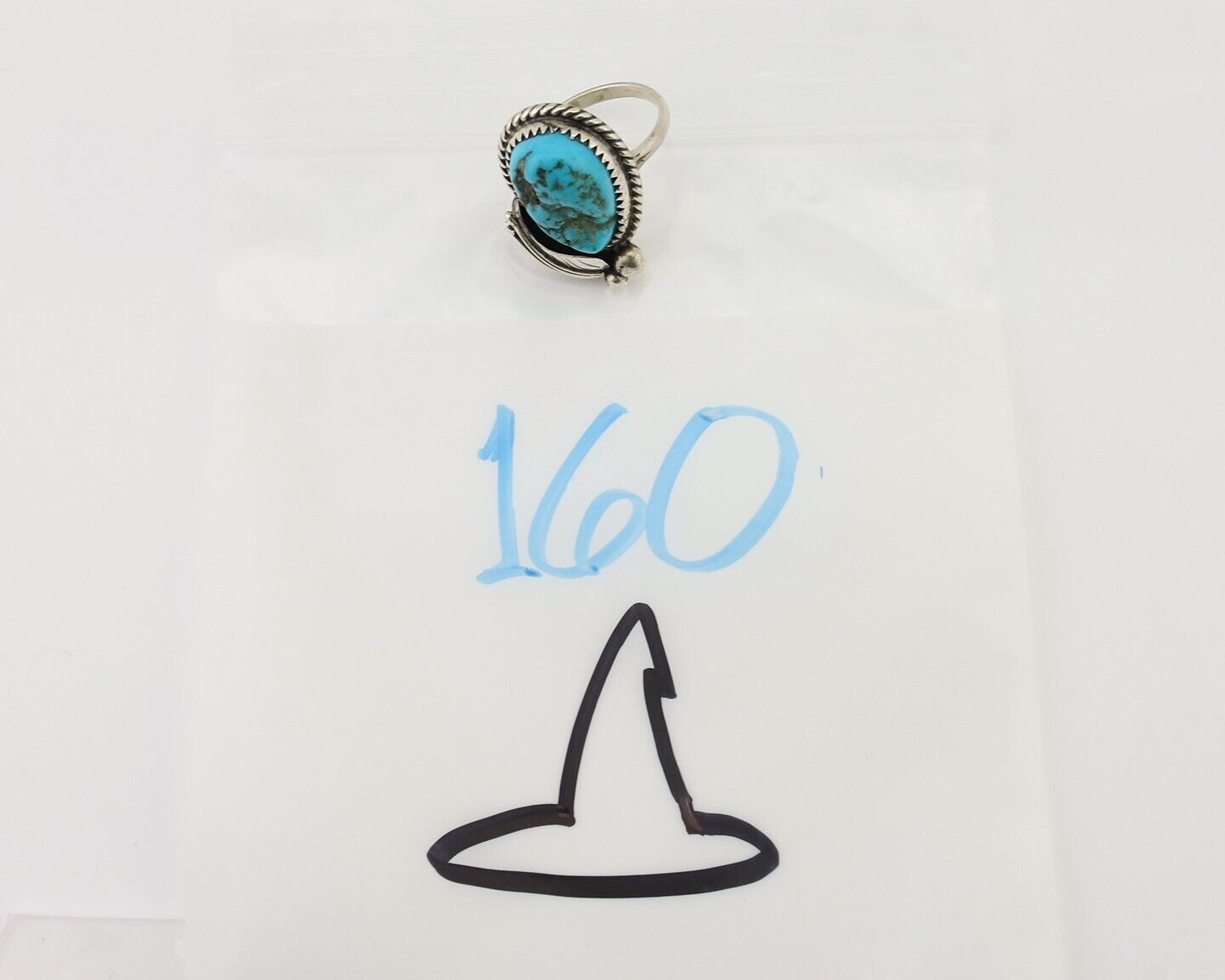 Navajo Ring 925 Silver Sleeping Beauty Turquoise Native Artist SC C.80's
