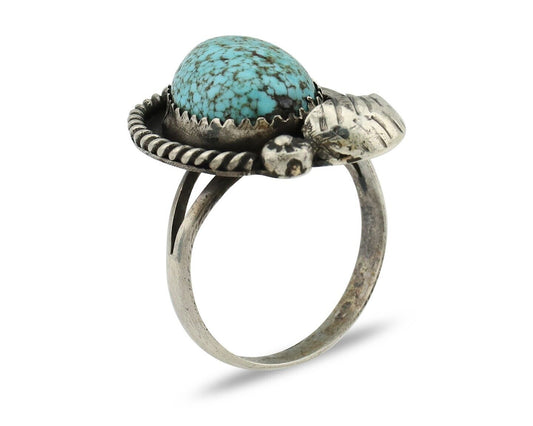 Navajo Ring 925 Silver Mine 8 Turquoise Native Artist C.80s