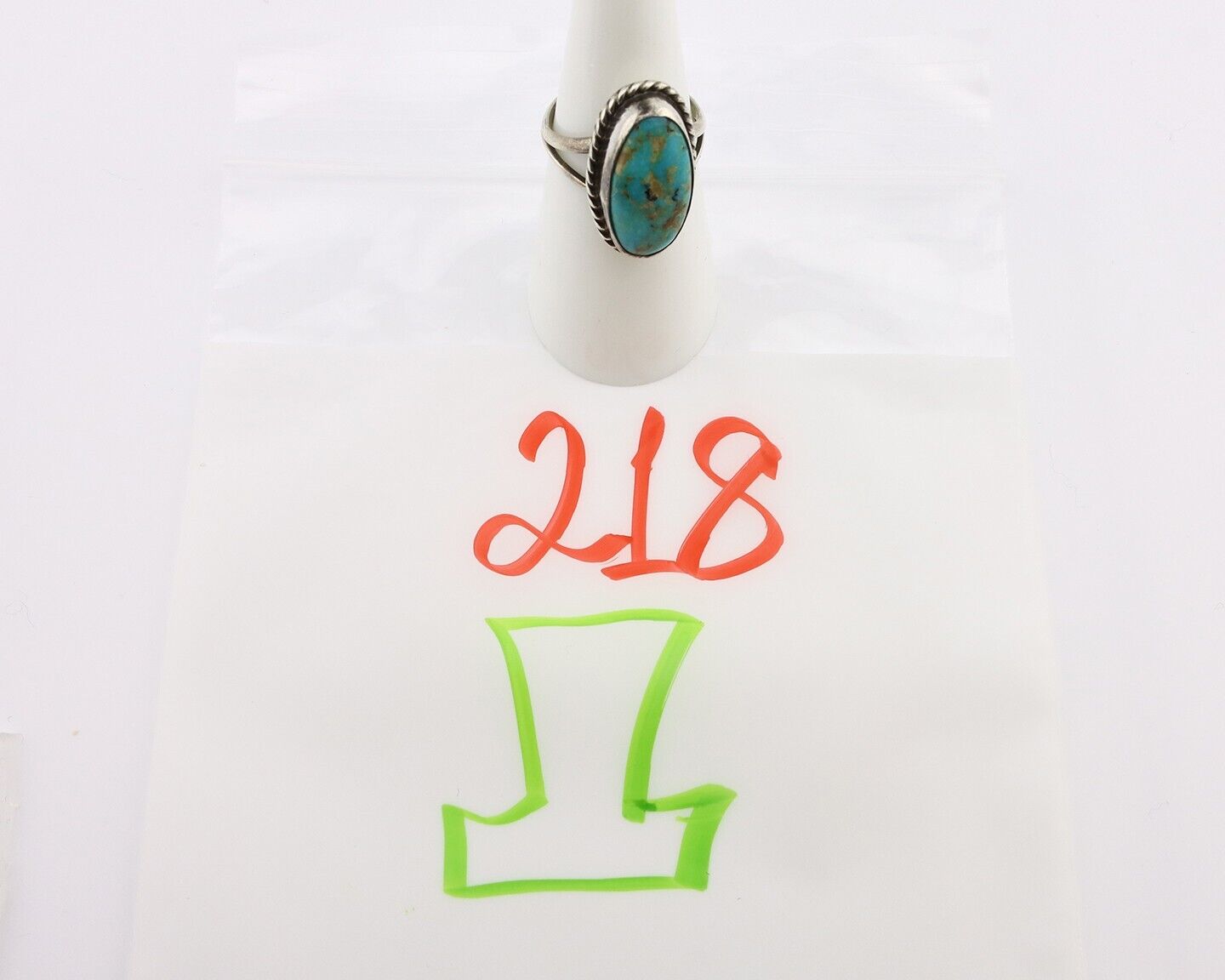 Navajo Ring 925 Silver Kingman Turquoise Artist Native American Signed C.80's