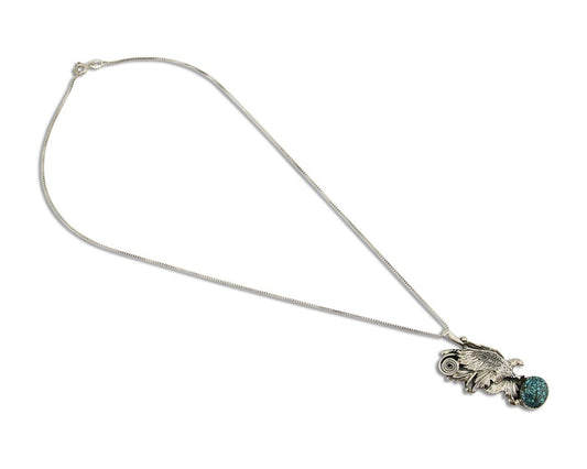 Navajo Necklace 925 Silver Natural Turquoise Artist Signed Wiehe C.80's