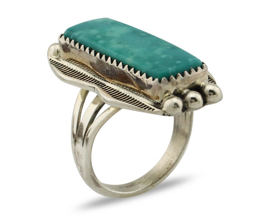 Navajo Ring 925 Silver Natural Blue Turquoise Artist Signed Begay C.80's