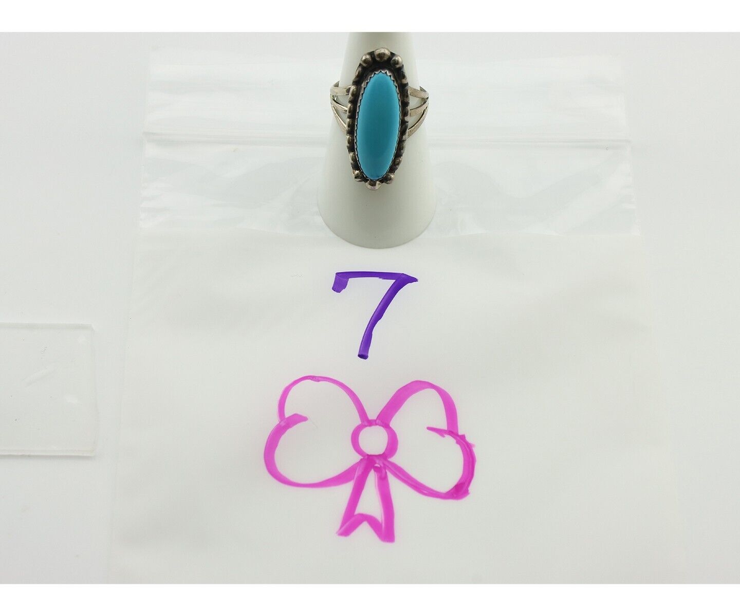 Navajo Ring .925 Silver Sleeping Beauty Turquoise Native American Artist C.80's