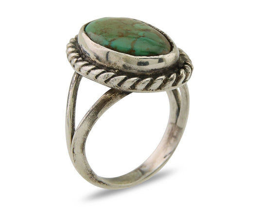 Navajo Ring 925 Sterling Silver Natural Turquoise Native American Artist C.80's