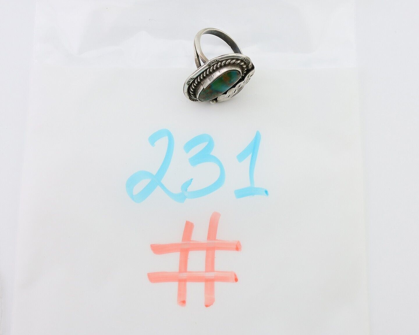 Navajo Handmade Ring 925 Silver Natural Turquoise Signed Jason Livingston C.80's