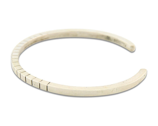 Navajo Bracelet 925 Silver Hand Stamped Signed M.C. ISASIB C.80's