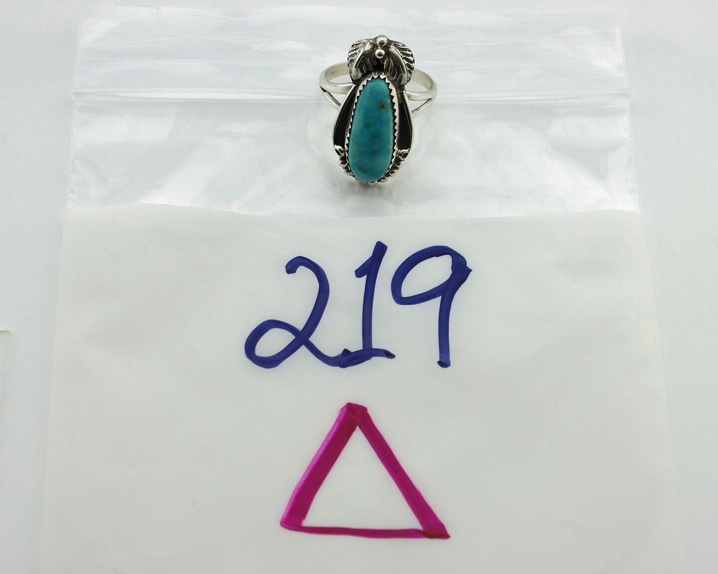 Navajo Ring .925 Silver Natural Mined Neveda Turquoise Artist Signed SN C.80's