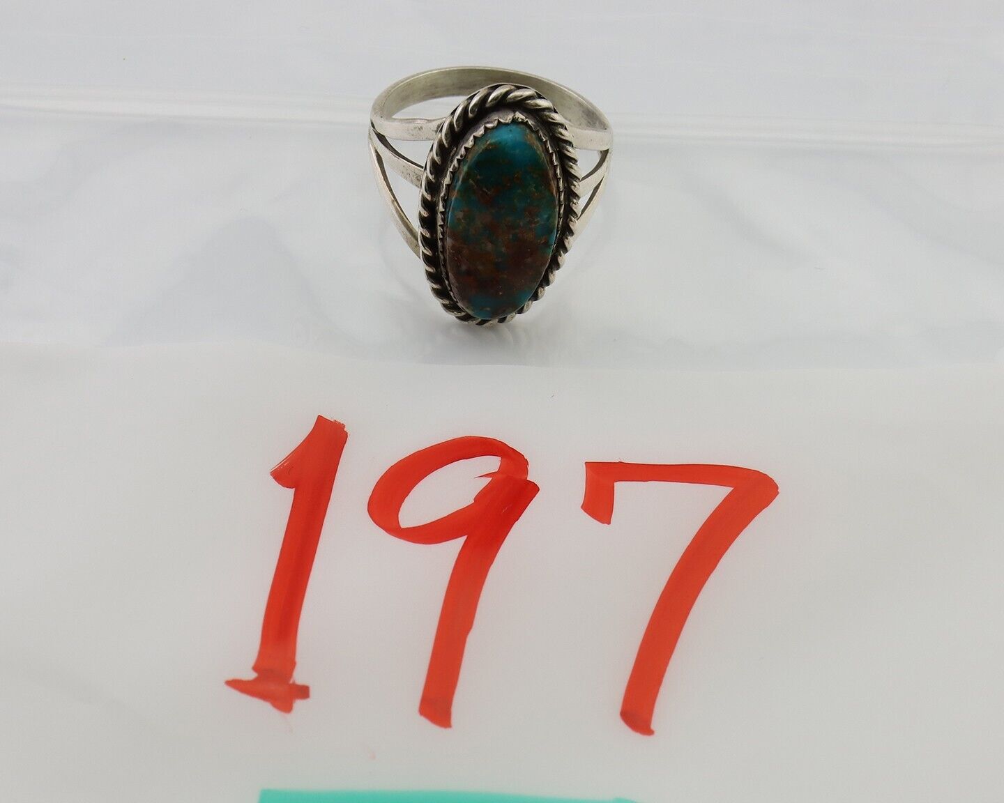 Navajo Ring 925 Silver Natural Turquoise Native American Artist C.80's
