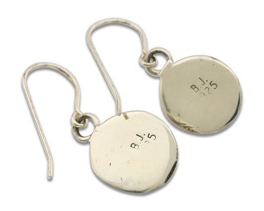 Navajo Earrings 925 Silver Handmade Natural Lapis Artist Signed B.J. Guerro C80s