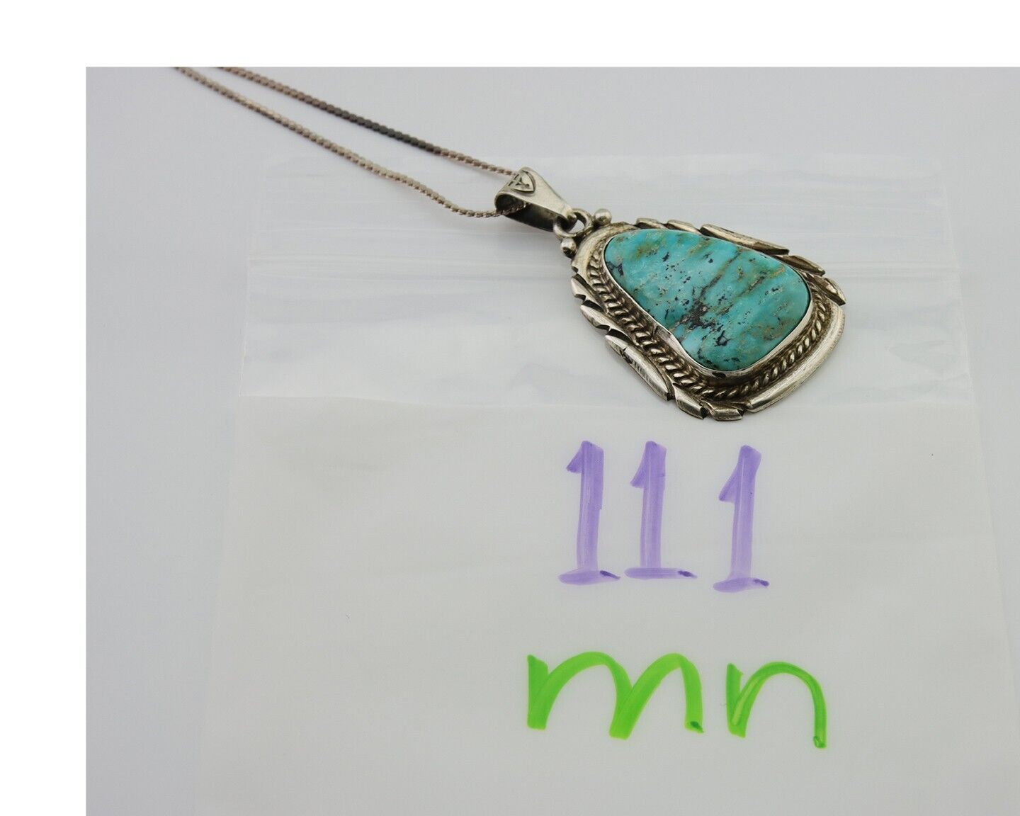 Navajo Necklace 925 Silver Natural Turquoise Artist M Montoya C.80's
