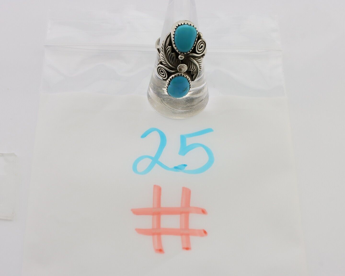 Navajo Ring 925 Silver Natural Blue Turquoise Native American C.80's