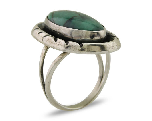 Navajo Ring 925 Silver Turquoise Artist Siged Herbert Cayatineto C.80's