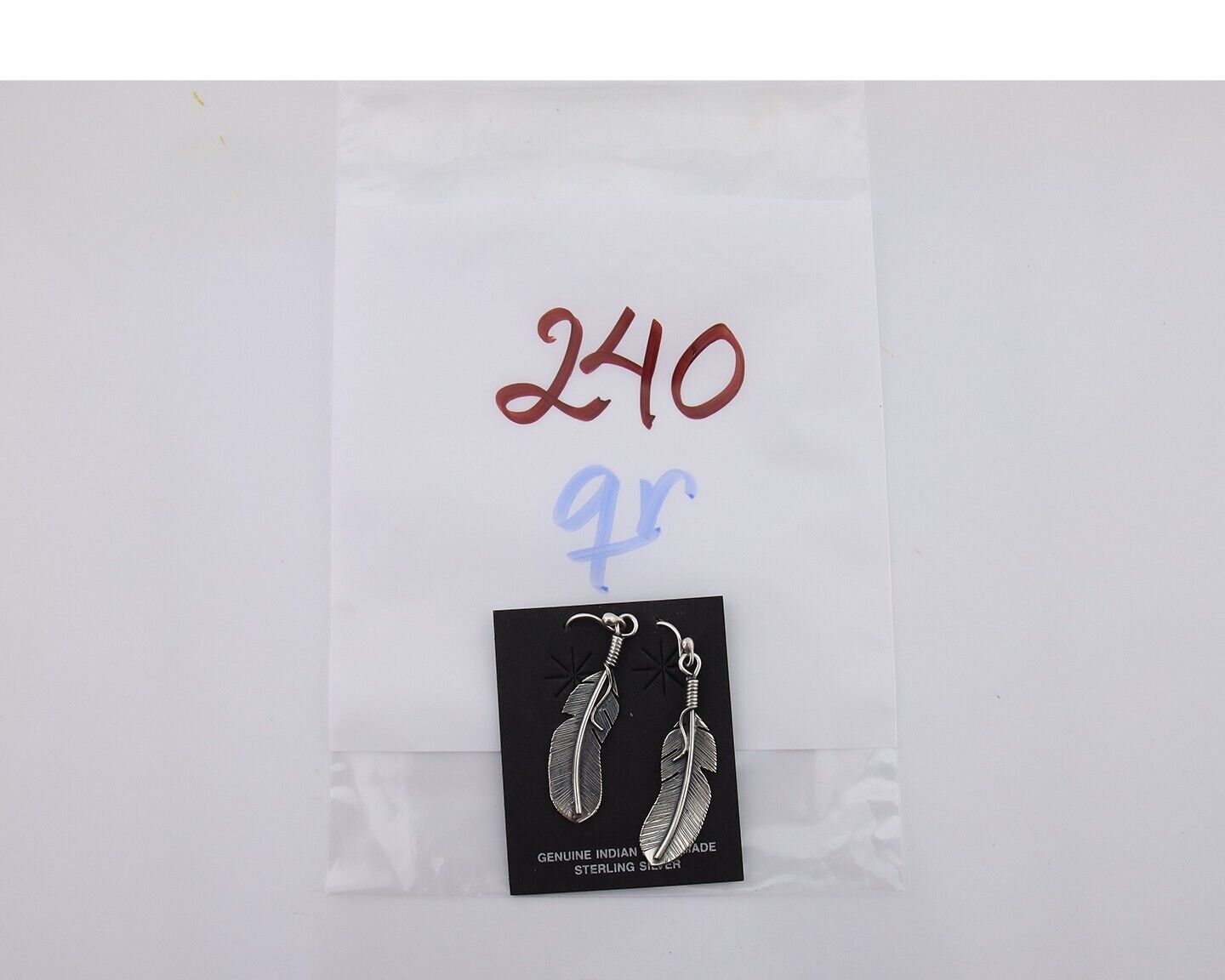 Navajo Eagle Feather Dangle Earrings 925 Silver Native American Artist C.80's