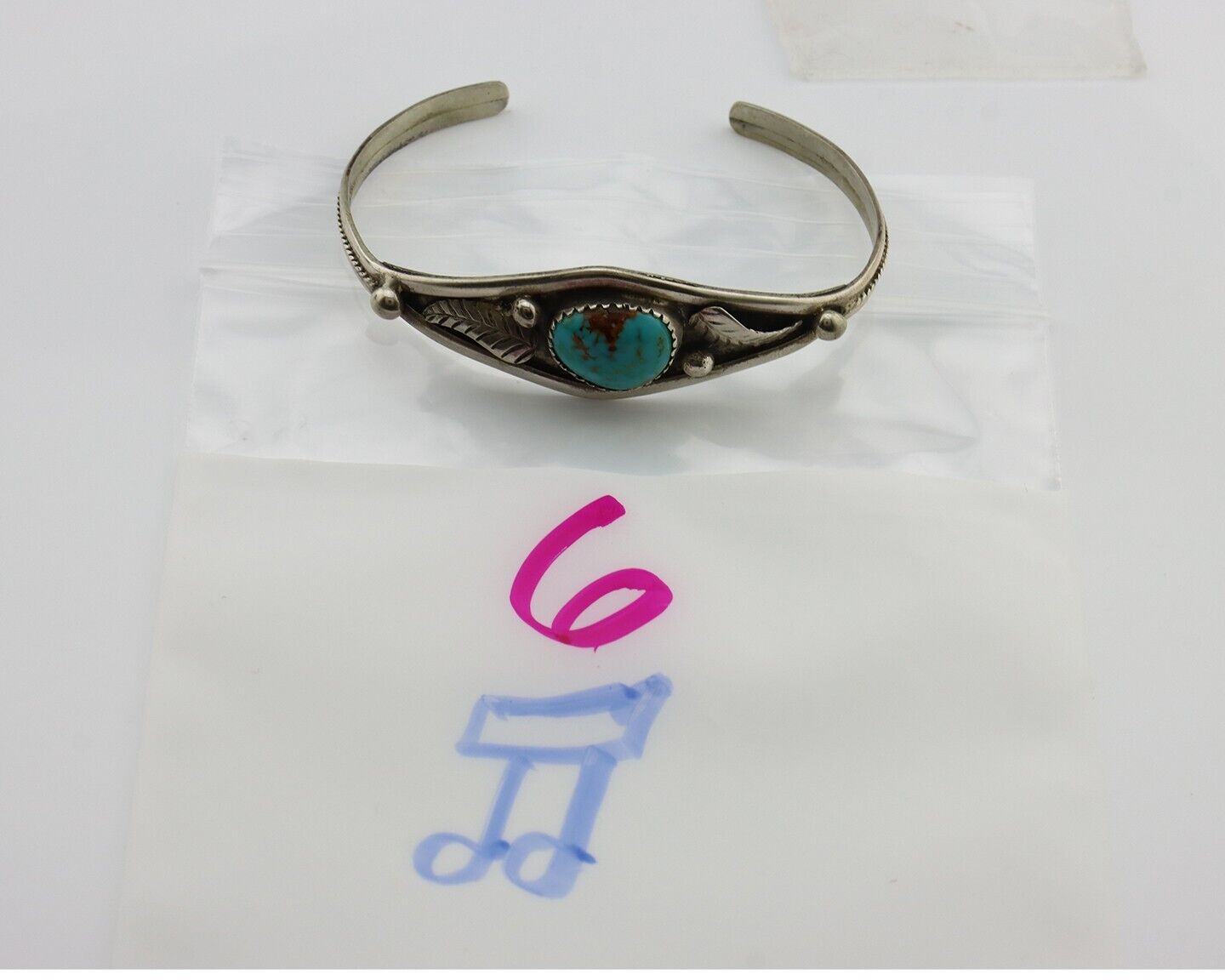 Navajo Bracelet 925 Silver Kingman Turquoise Native American Artist C.80's