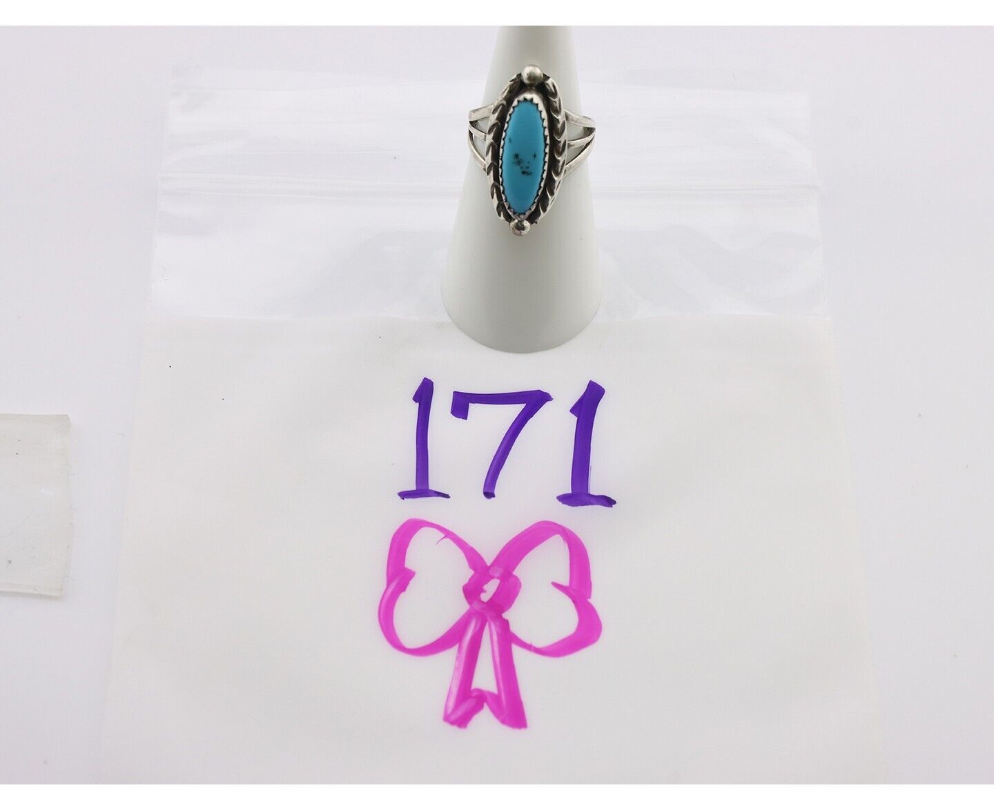 Navajo Ring .925 Silver Sleeping Beauty Turquoise Signed SkyStone Creations C80s
