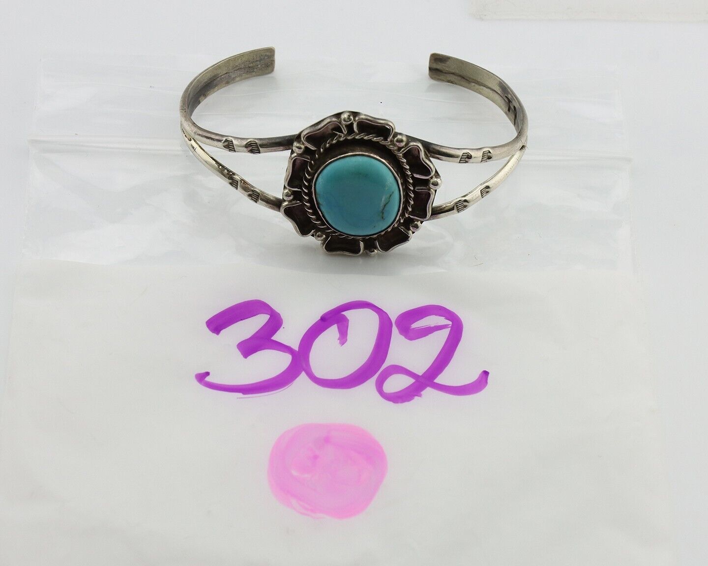 Navajo Bracelet 925 Silver Natural Turquoise Artist Signed Thompson Platero C80s