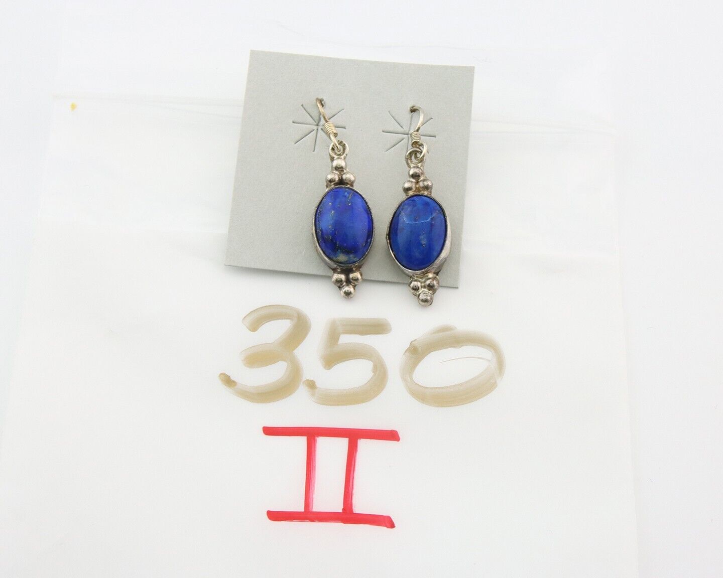 Navajo Earrings 925 Silver Natural Lapis Native American Artist C.80's