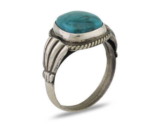 Navajo Handmade Ring 925 Silver Blue Turquoise Native American Artist C.80's