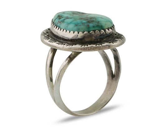Navajo Ring 925 Silver Natural Blue Turquoise Tom Willeto C.80's