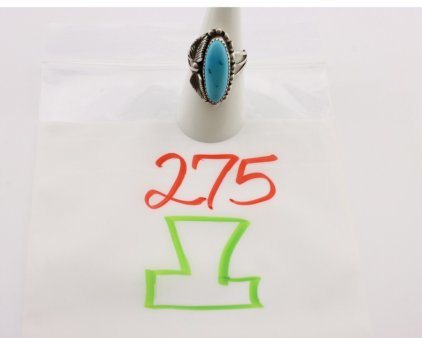 Navajo Ring 925 Silver Sleeping Beauty Turquoise Signed SC C.80's