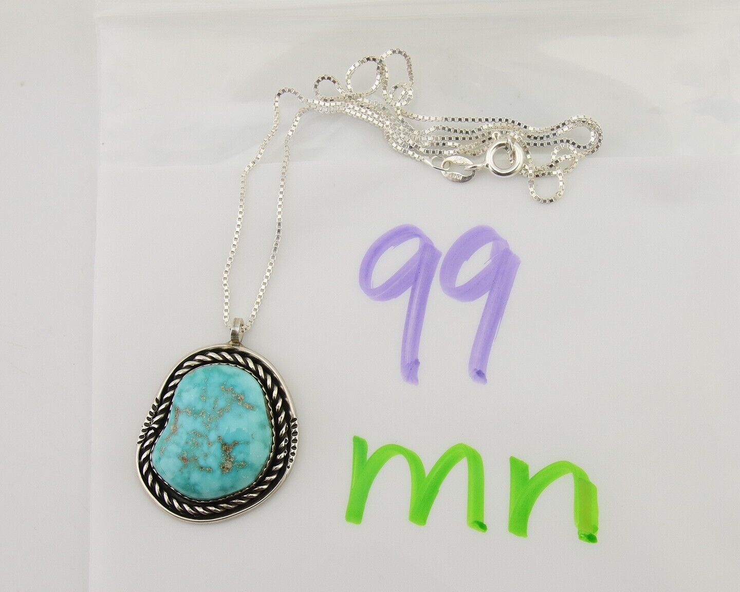 Navajo Necklace 925 Silver Natural Turquoise Artist Signed Yazzie C.80's