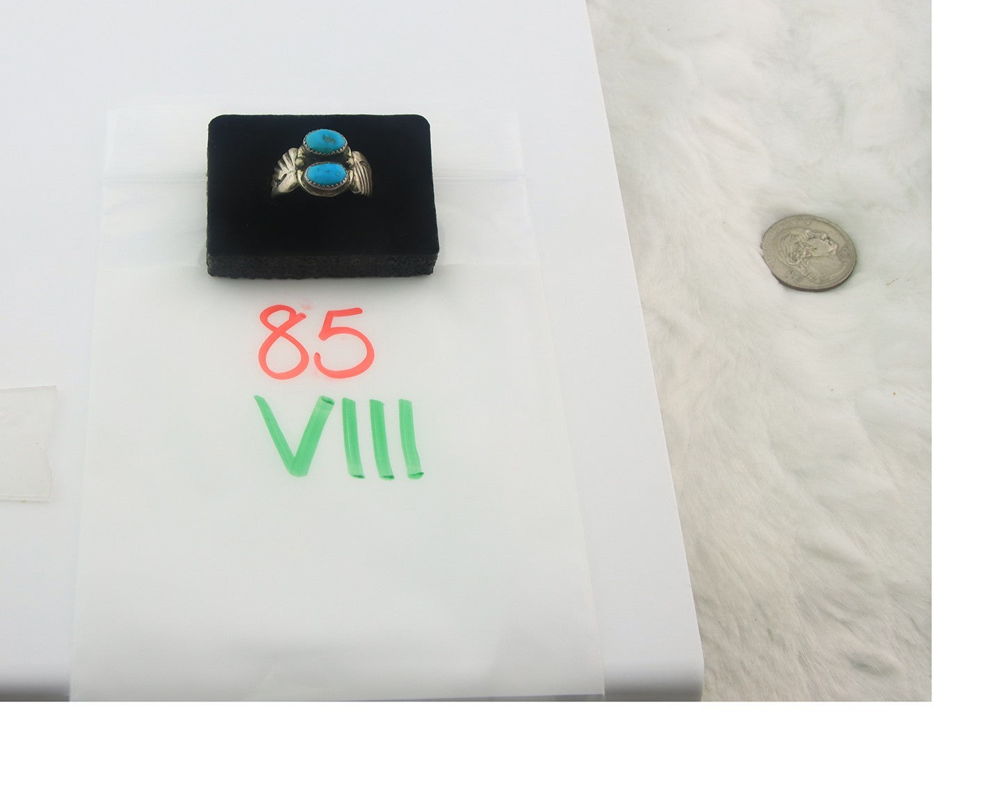 Men Navajo Ring Sterling Silver Authentic Vintage Turquoise Size 11.0