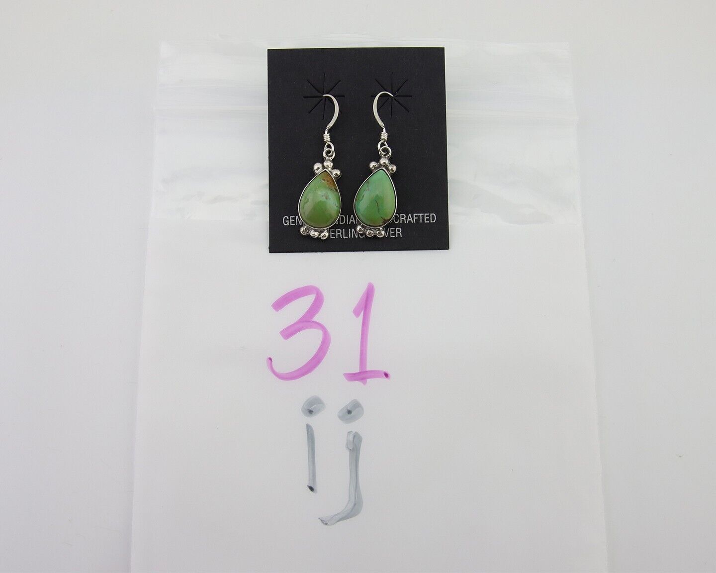 Navajo Dangle Earrings 925 Silver Natural Turquoise Native American Artist C80s