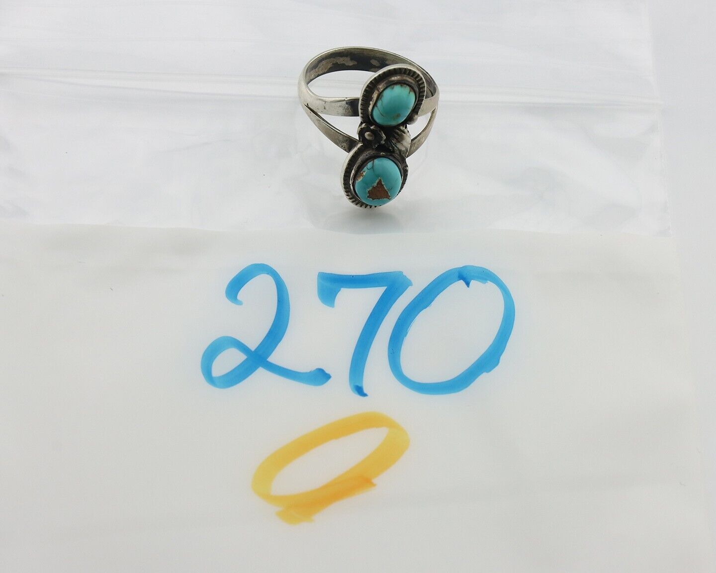 Navajo Ring 925 Silver Natural AAA Blue Turquoise Artist Signed Tom Willeto C80s