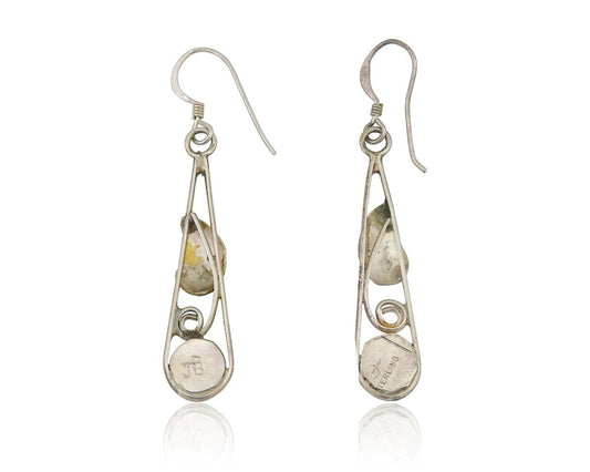 Navajo Dangle Earrings 925 Silver Natural Blue Turquoise Artist Signed JB C.80's