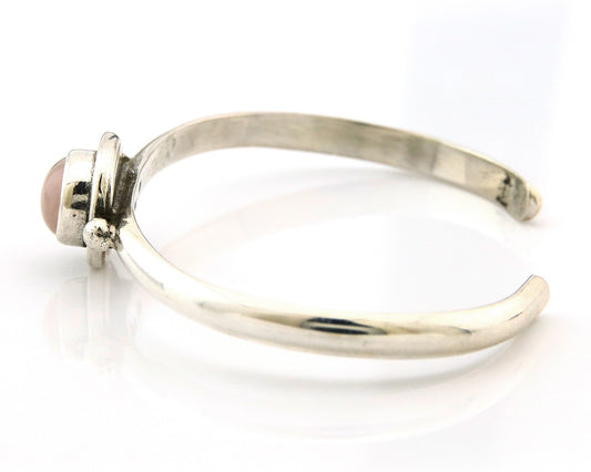 Navajo Cuff Bracelet Sterling Silver Natural Mined Pink Quartz Native Artst