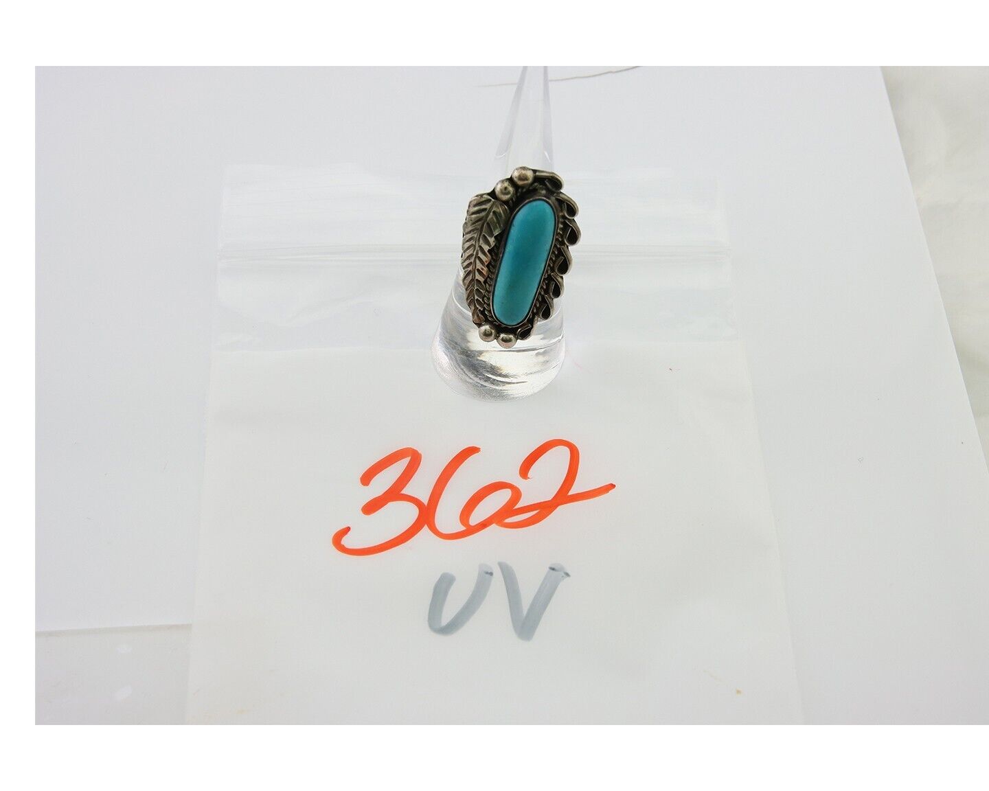 Navajo Ring .925 Sterling Blue Turquoise Artist Signed EK C.80's