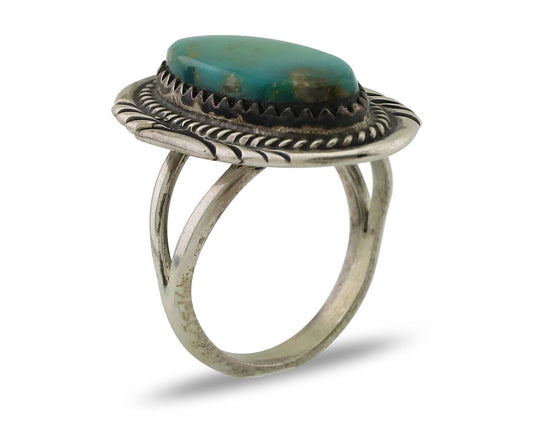 Navajo Ring 925 Silver Natural Turquoise Native American Artist C.80's