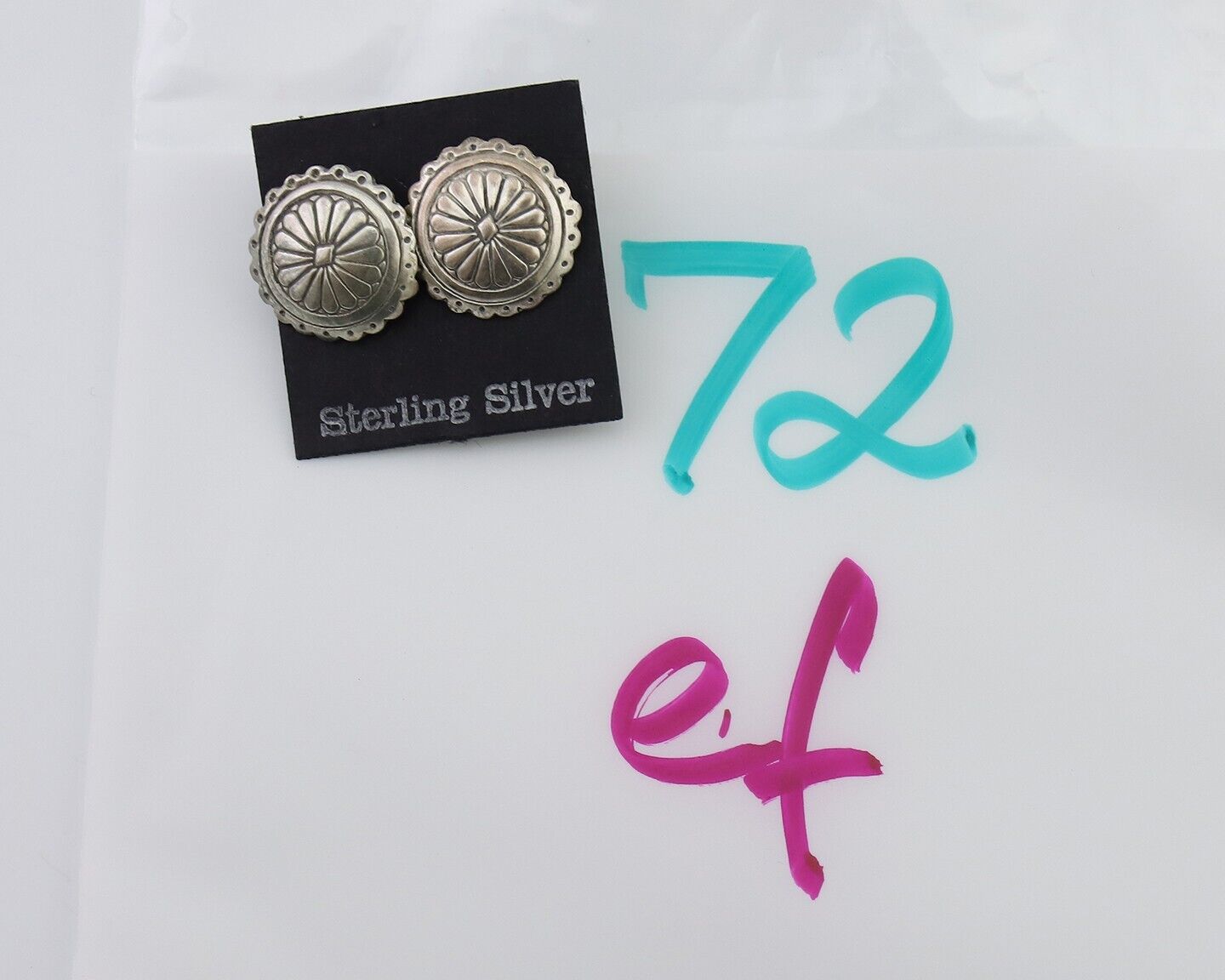 Navajo Small Shield Earrings 925 Silver Native American Artist C.80's