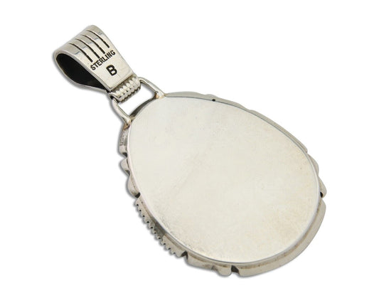 Navajo Pendant 925 Silver Natural Turquoise Artist Signed Lidia Begay C.80's