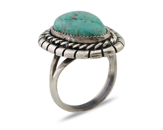 Navajo Ring 925 Silver Spiderweb Turquoise Signed William Denetdale 7.75 C.80's