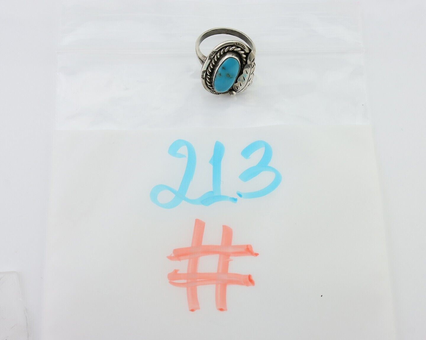 Navajo Handmade Ring 925 Silver Natural Turquoise Signed Jason Livingston C.80's
