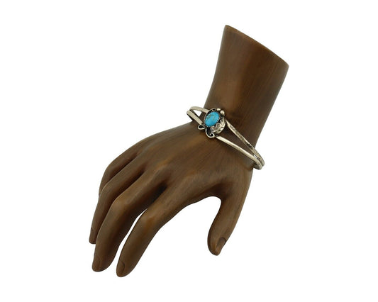 Navajo Slave Bracelet 925 Silver Arizona Turquoise Native American Artist C.80's