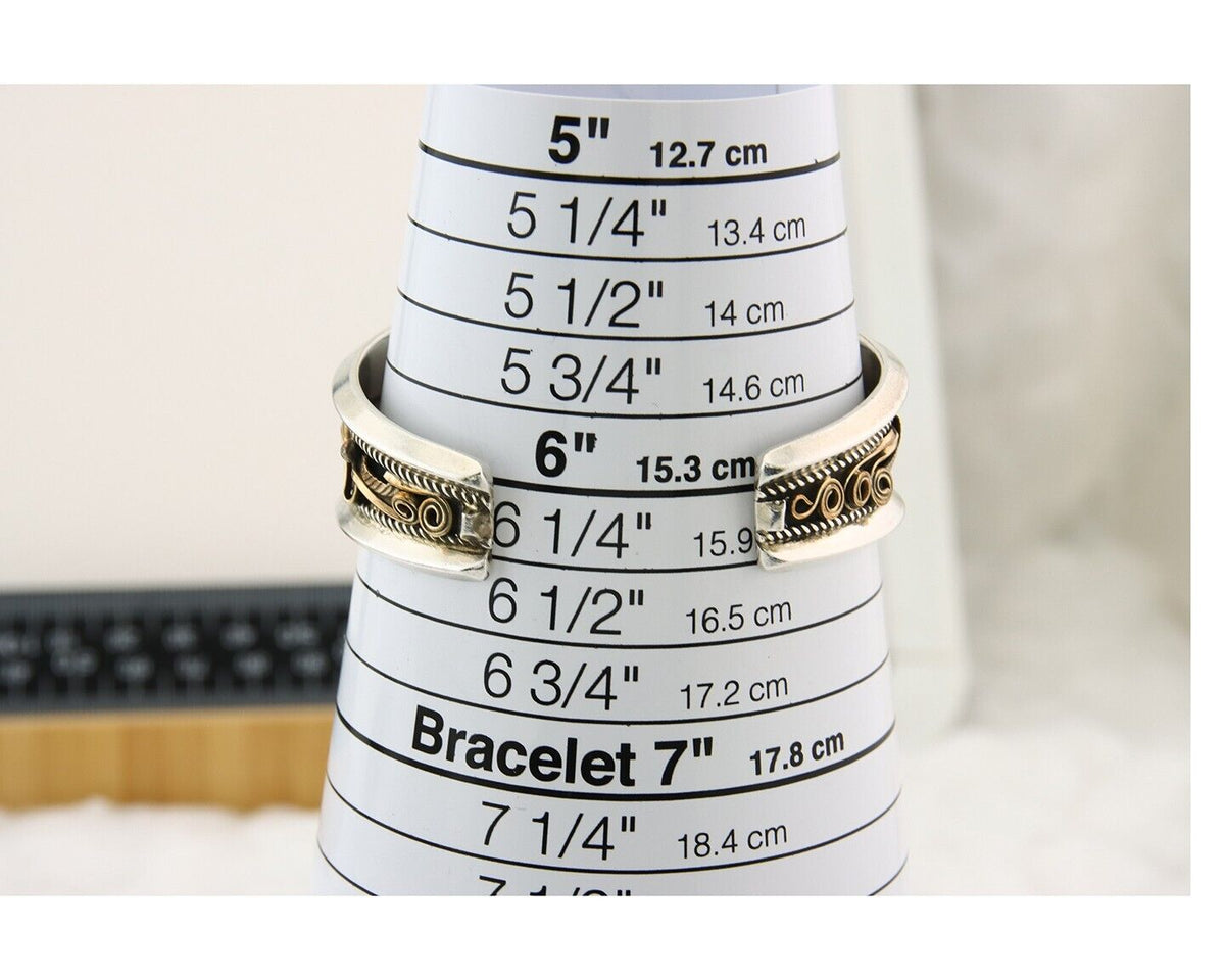 Navajo Bracelet 925 Silver & 12k Yellow Gold Filled Signed Justin Morris C.80's