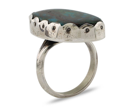 Navajo Ring 925 Silver Blue Turquoise Artist Signed Unknown Artist C.80's