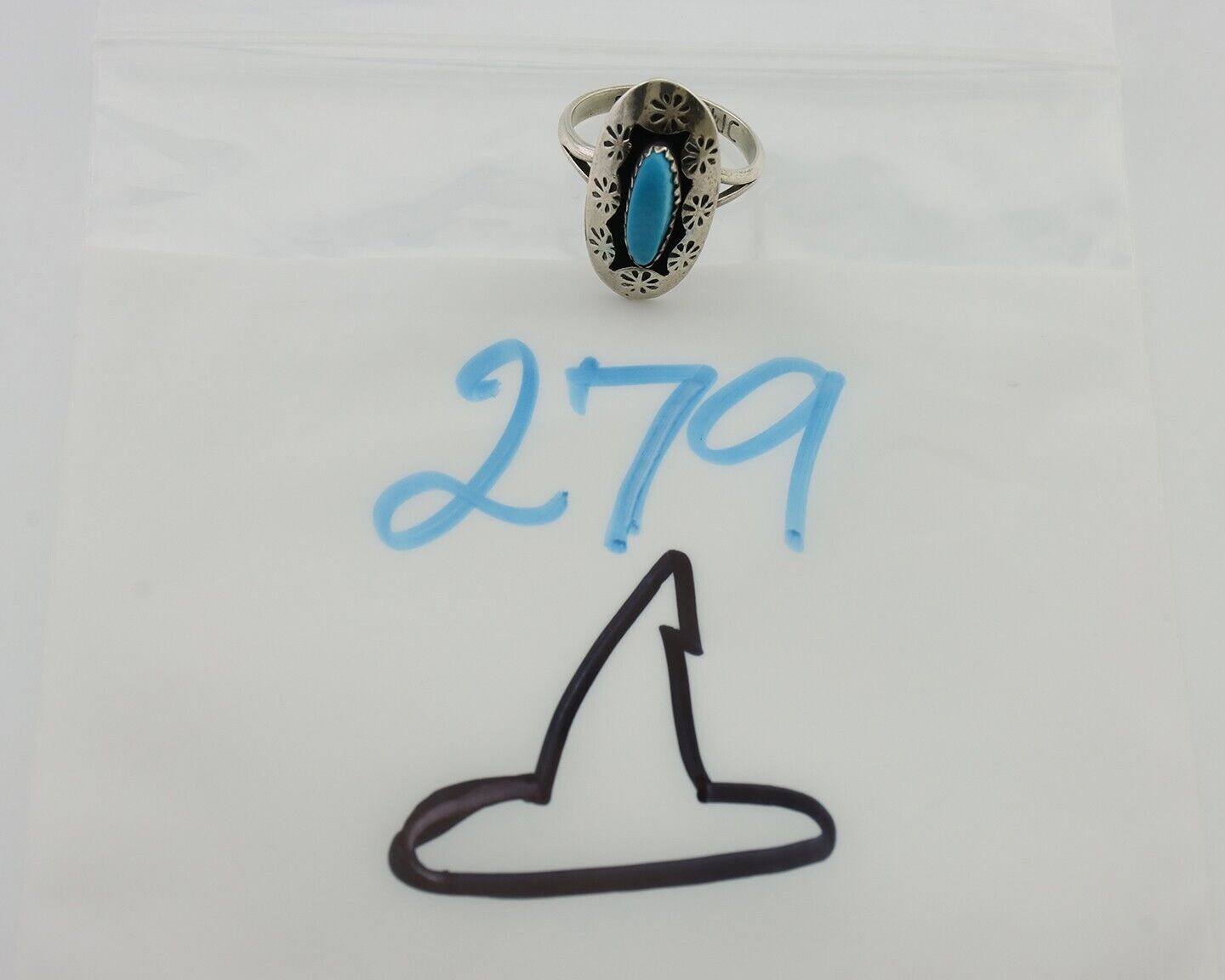Navajo Ring 925 Silver Natural Blue Turquoise Signed IJC C.80's